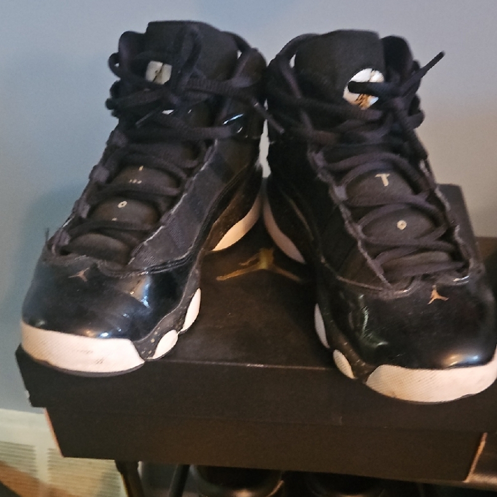 Jordan 6 Rings Black and Gold Sneakers